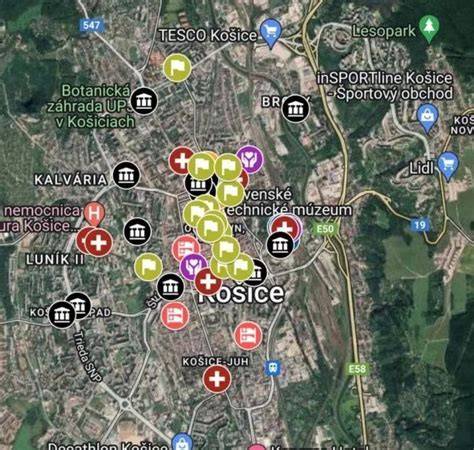 Mapa Košíc s polohou ambulancie