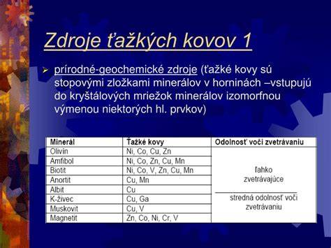 zdroje expozície ťažkých kovov