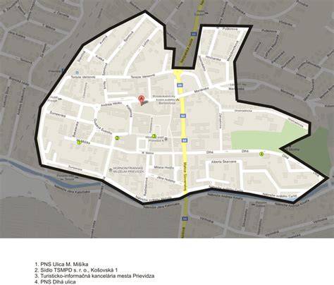 Mapa ulice M. M. Hodžu vo Zvolene