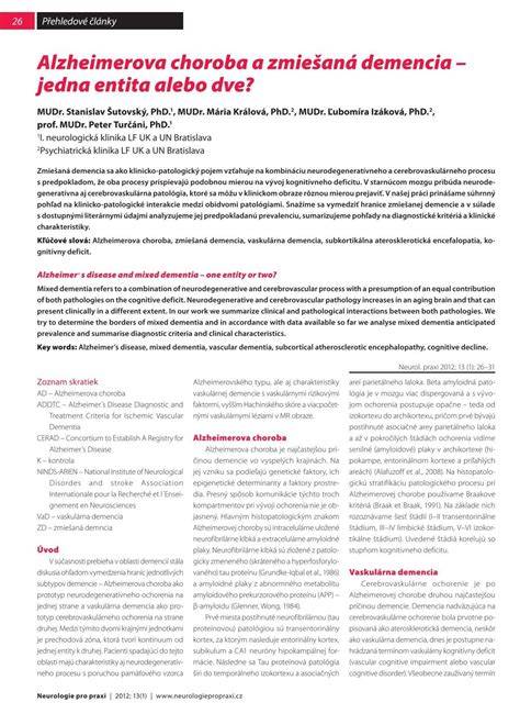 Demencia Alzheimerova choroba diagnostika