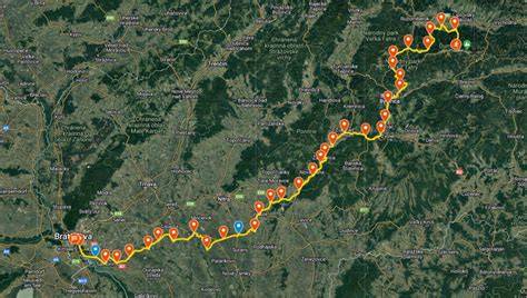 Mapa cyklistickej trasy Od Tatier k Dunaju