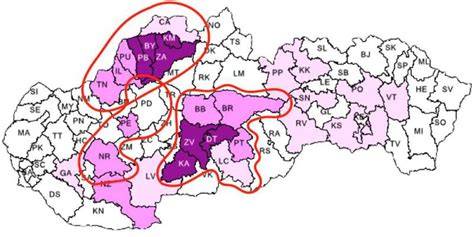 Mapa ohnísk kliešťovej encefalitídy Slovensko